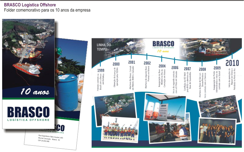 Folder para comemoração de 10 anos da empresa BRASCO